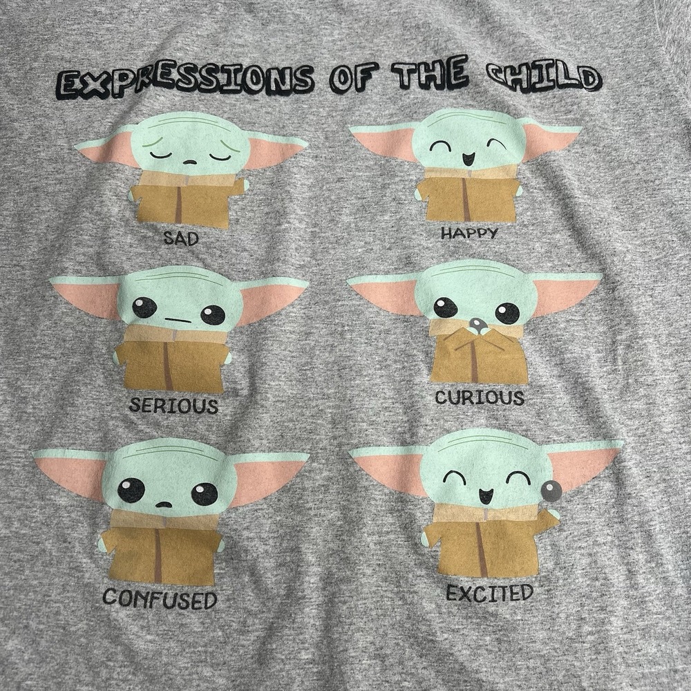 Baby Yoda The Child Tee T-Shirt XL Disney Star Wars Mandalorian Grogu Gray
